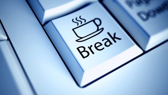 Keyboard with Coffee Break button, work concept